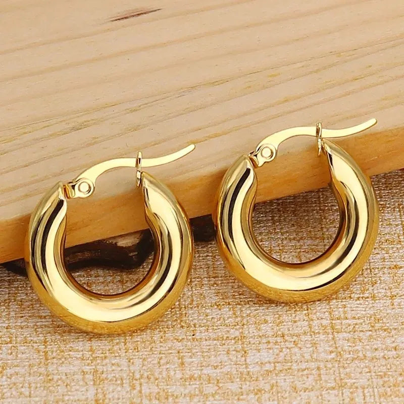 Anti-Tarnish 18k Gold Plated Big Chunky Golden Hoop Earrings | Golden Hoops | Waterproof Jewellery | Work Wear Jewellery