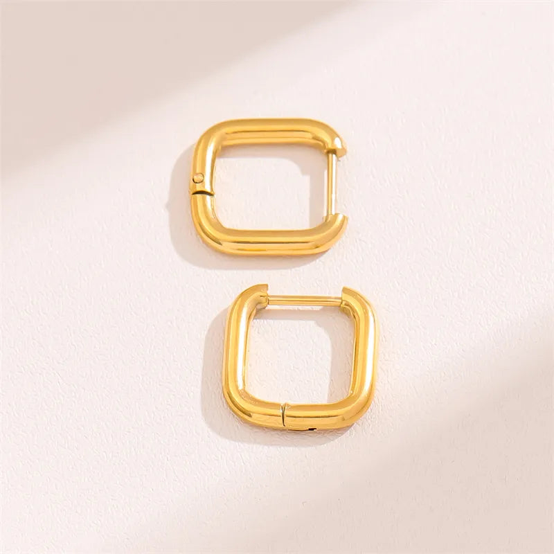 Anti-Tarnish Minimal Style Square Plating Titanium Steel Titanium Steel 18K Gold Plated Earrings | Golden jewellery for girl kids | Stainless Steel Anti-tarnish jewellery for girl kids