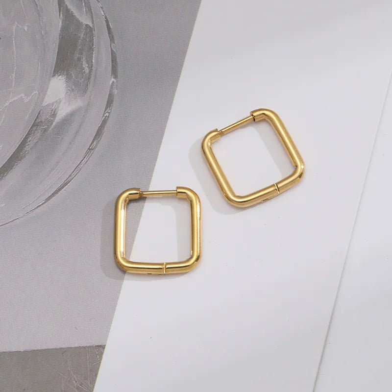 Anti-Tarnish Minimal Style Square Plating Titanium Steel Titanium Steel 18K Gold Plated Earrings | Golden jewellery for girl kids | Stainless Steel Anti-tarnish jewellery for girl kids