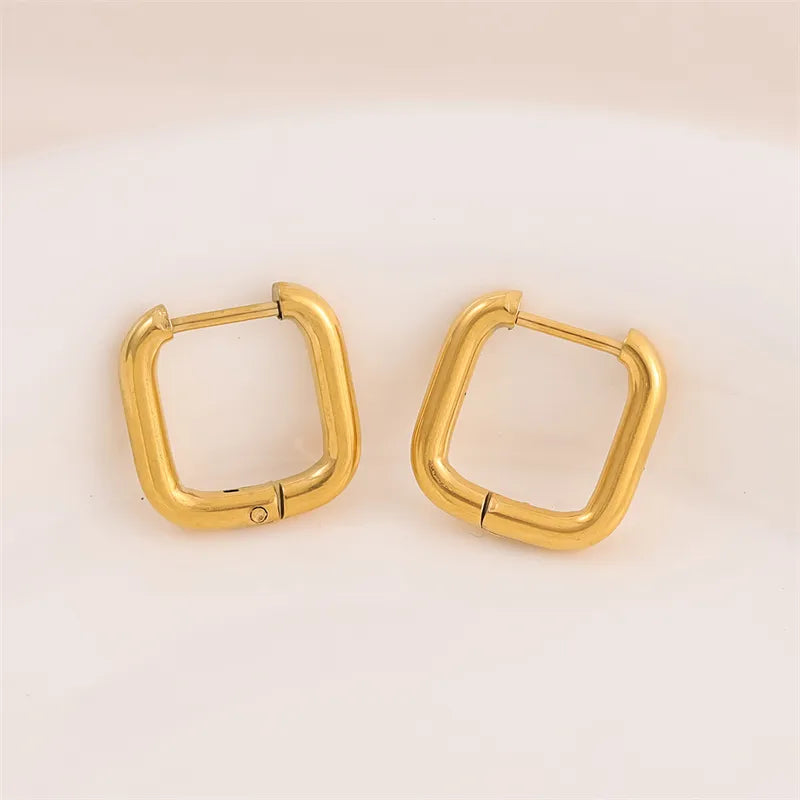 Anti-Tarnish Minimal Style Square Plating Titanium Steel Titanium Steel 18K Gold Plated Earrings | Golden jewellery for girl kids | Stainless Steel Anti-tarnish jewellery for girl kids
