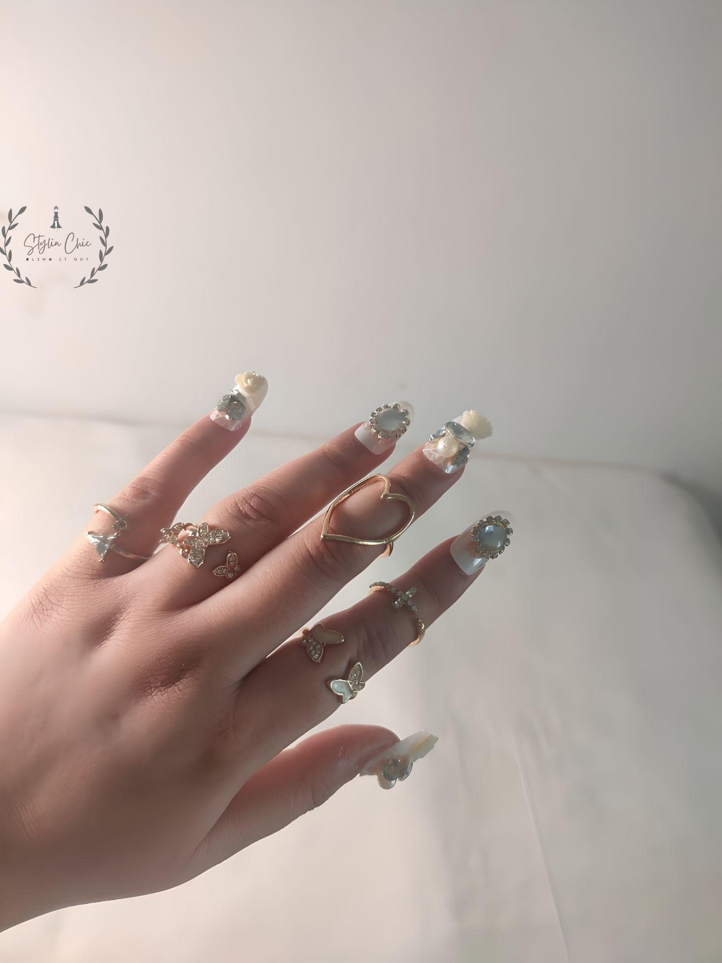 Boho Butterfly Ring Set | Set Of Multiple Rings | Set of Heart and Butterfly Rings | Stackable Rings