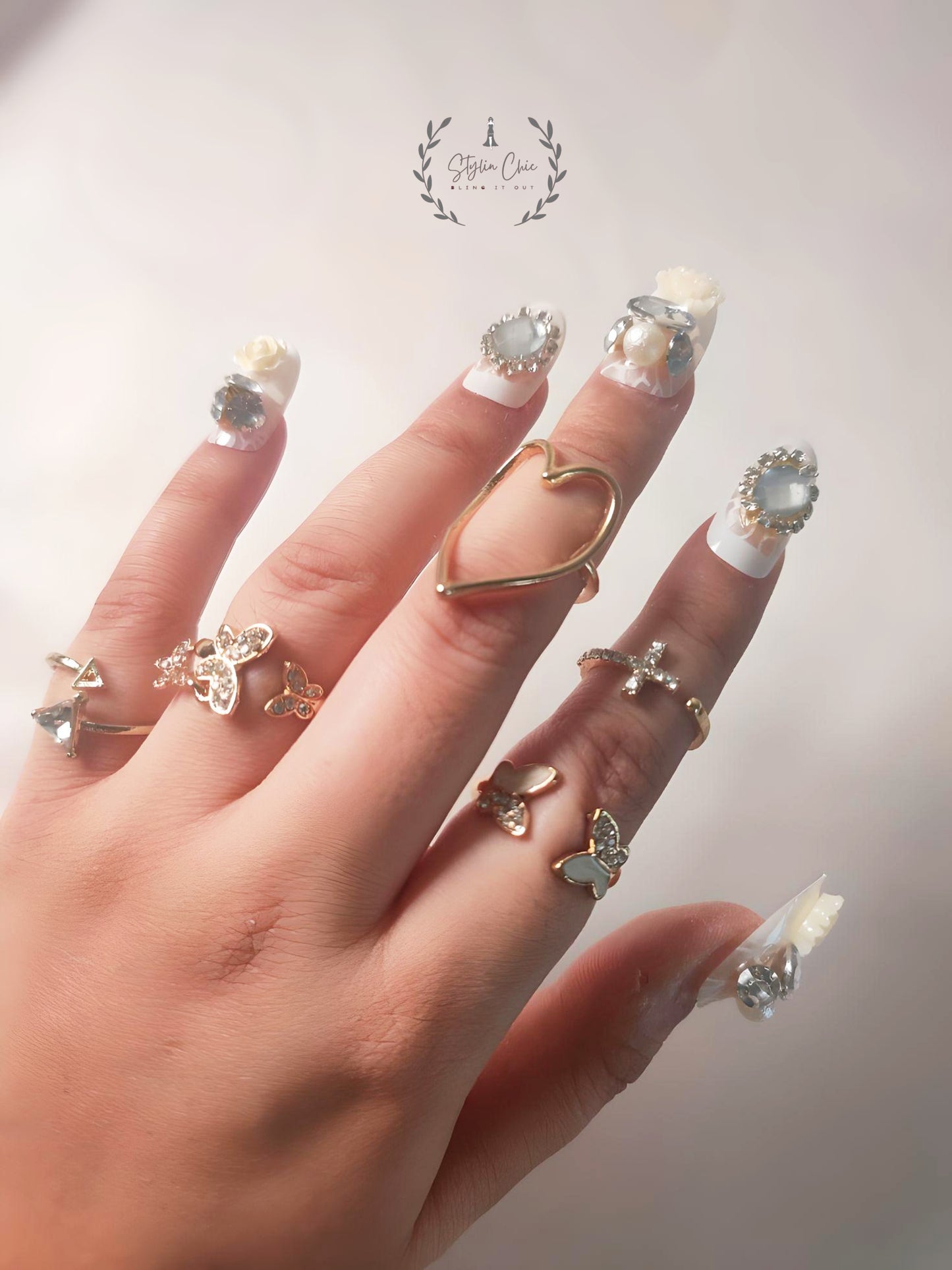 Boho Butterfly Ring Set | Set Of Multiple Rings | Set of Heart and Butterfly Rings | Stackable Rings