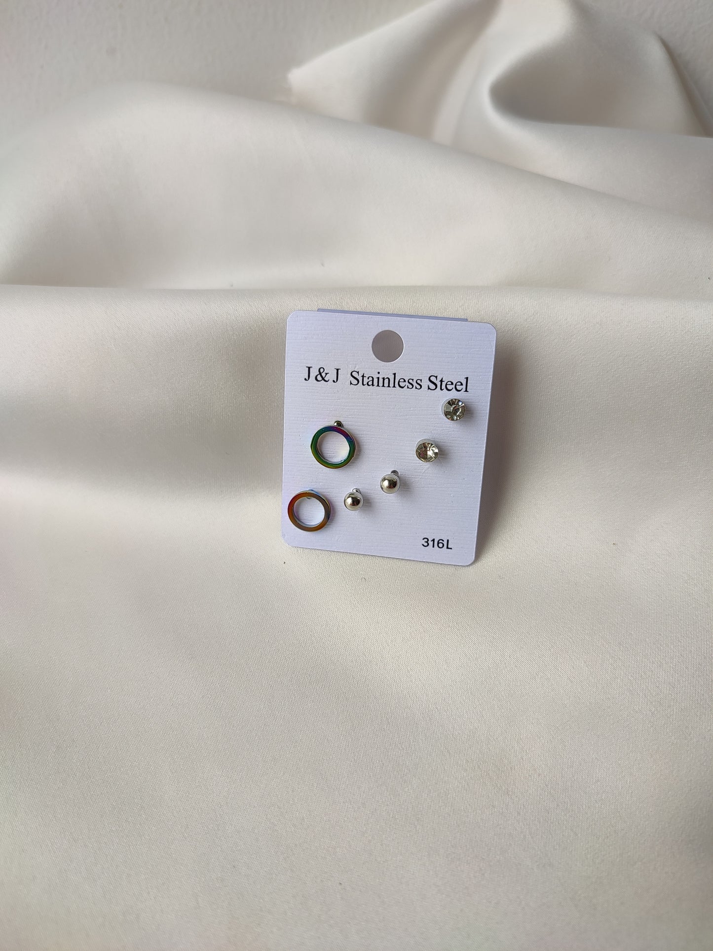 Anti-Tarnish Stainless Steel Plating Zircon Ear Studs Set | Gift For Her | Set of three Earrings