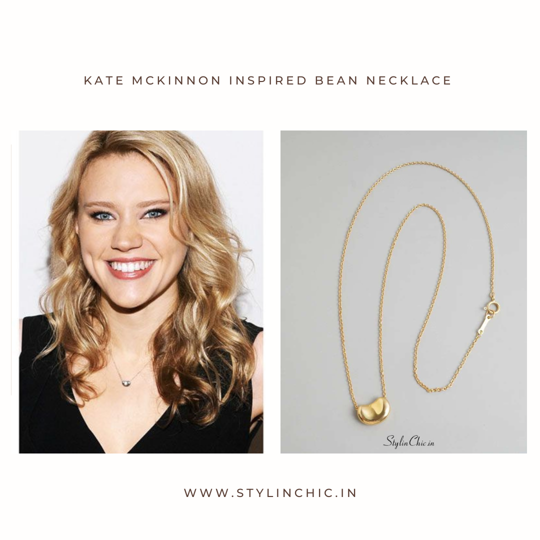 Anti-Tarnish Titanium Steel Plating Pendant Necklace Golden Little Bean Necklace | Celebrity Inspired Necklace