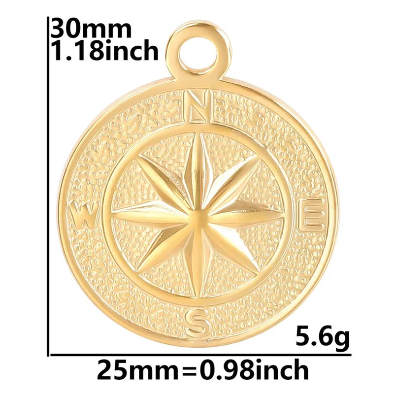 Anti-Tarnish Titanium Steel Compass Pendant Necklace | Travel Jewellery