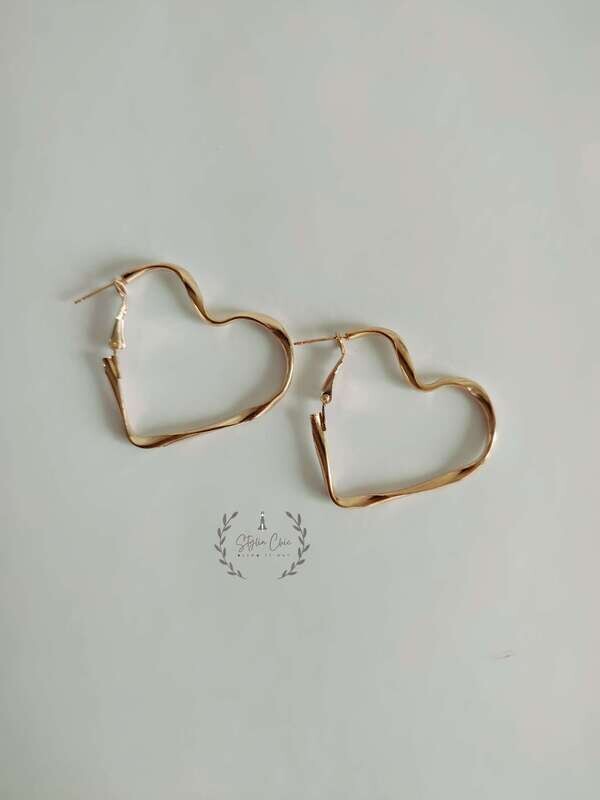 Heart Shape Golden Hoops | Heart Earrings | Gift For Her | Romantic Gift Idea