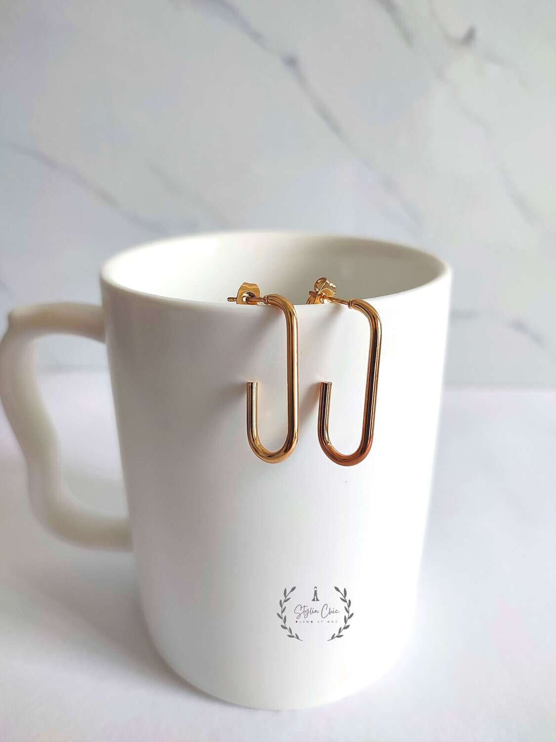 Anti-Tarnish Titanium Steel Open Rectangular Hoop Earrings | Office/Work Wear Earrings | Celebrity Inspired Hoops