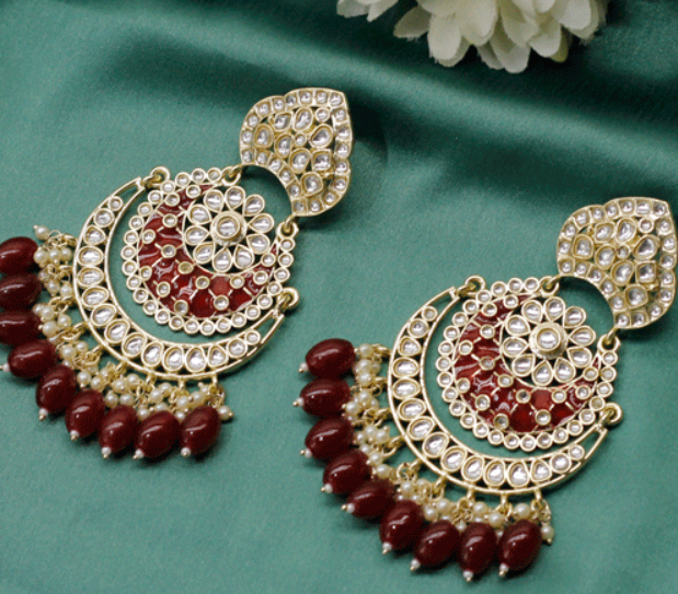 Marron Big Chandbali Earrings