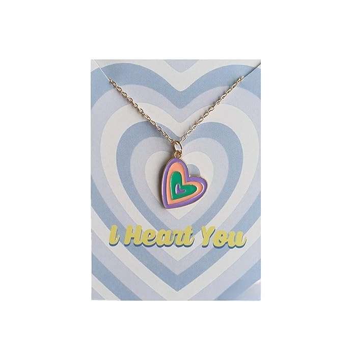 Y2K Charm Pendant Necklace - I Heart You - Purple For Women | Valentine's Day Gift For Her | Affordable Gift | Heart Pendant