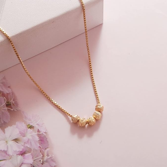 Anti-Tarnish Minimal Titanium Steel Everyday Five Transfer Beed Necklace | Pretty Ball Chain