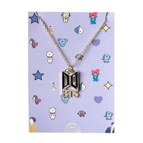BTS for Girls Army Bangtan KPOP Jung Kook Charm Pendant Necklace with Plated Chain - Gold Colour | BTS Necklace