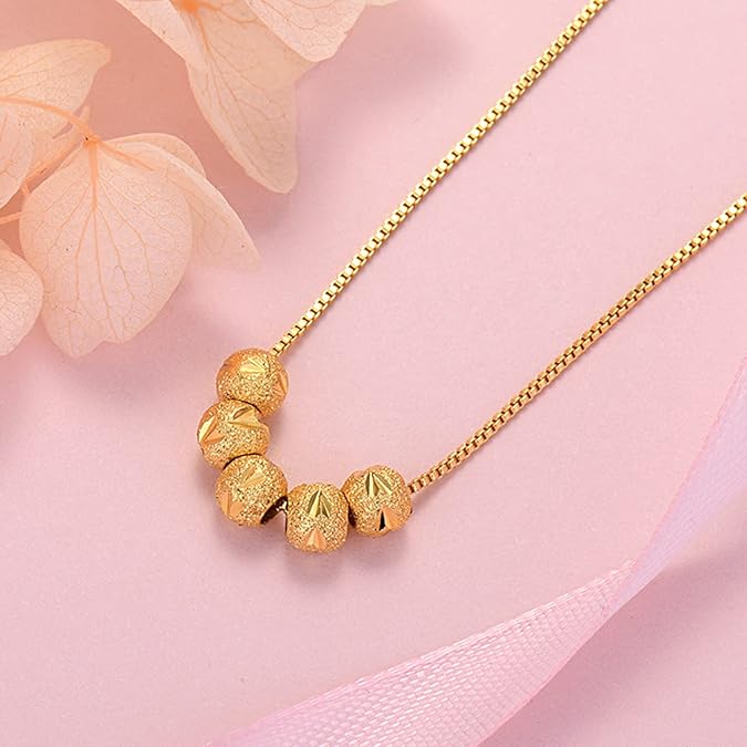 Anti-Tarnish Minimal Titanium Steel Everyday Five Transfer Beed Necklace | Pretty Ball Chain