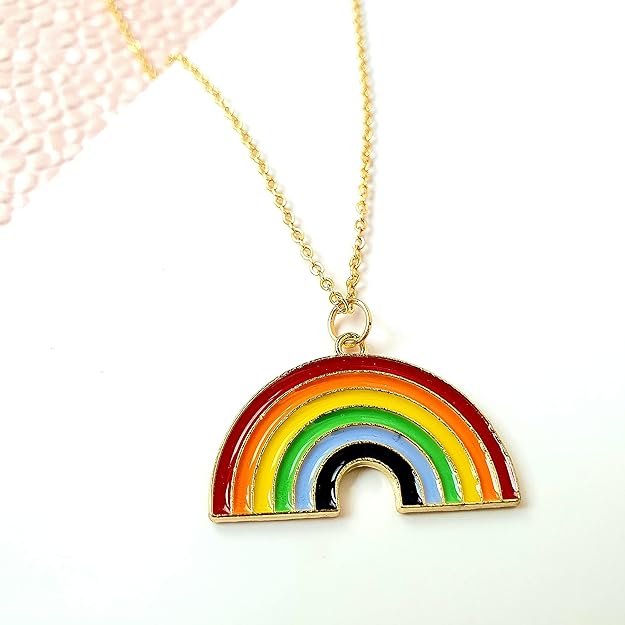 Rainbow Necklace | Y2K Charm Necklace Rainbow Pendant and Chain | Valentine's Gift | Gift for Her | Affordable Gift