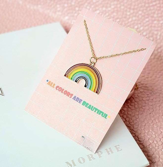 Rainbow Necklace | Y2K Charm Necklace Rainbow Pendant and Chain | Valentine's Gift | Gift for Her | Affordable Gift