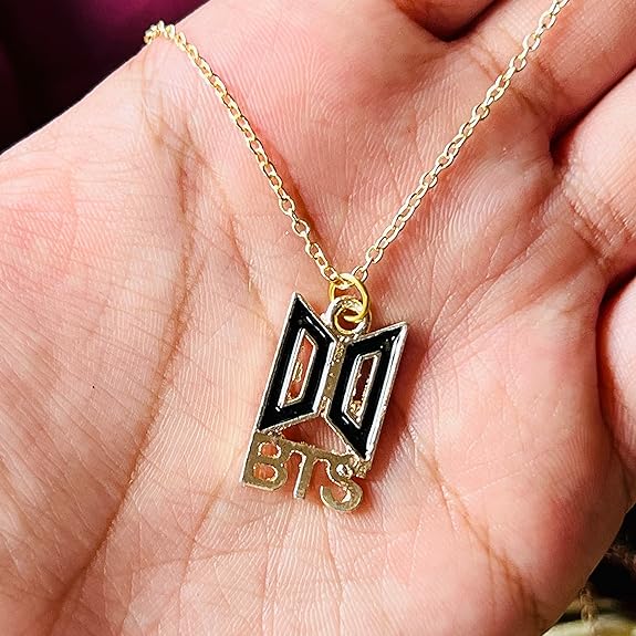 BTS for Girls Army Bangtan KPOP Jung Kook Charm Pendant Necklace with Plated Chain - Gold Colour | BTS Necklace