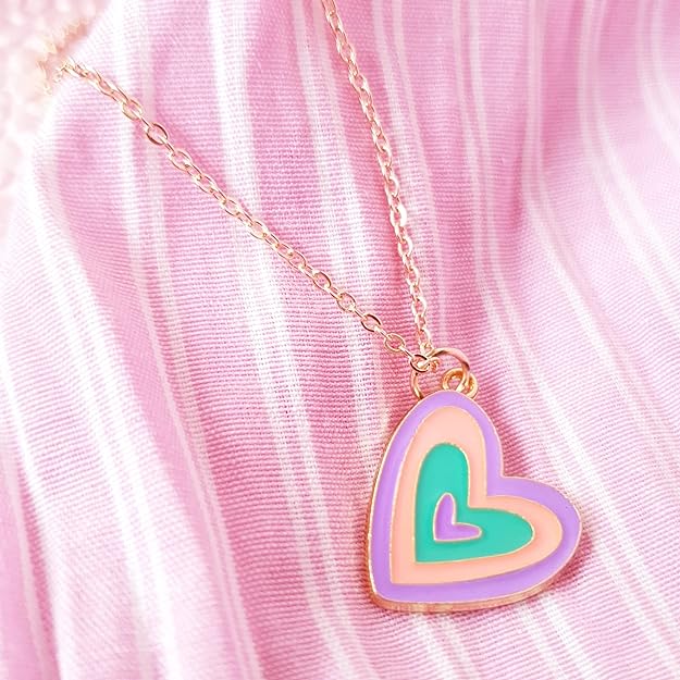 Y2K Charm Pendant Necklace - I Heart You - Purple For Women | Valentine's Day Gift For Her | Affordable Gift | Heart Pendant