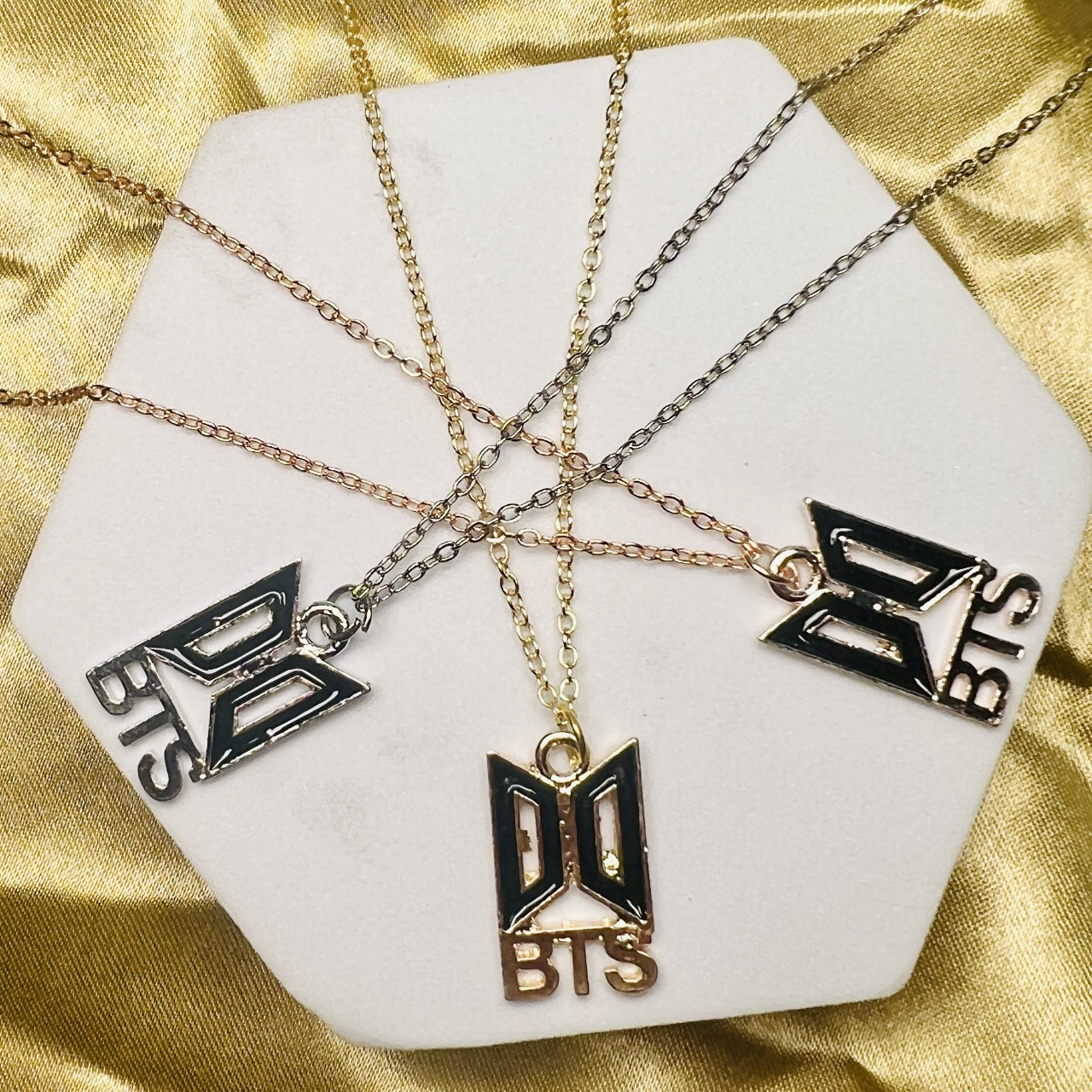 BTS for Girls Army Bangtan KPOP Jung Kook Charm Pendant Necklace with Plated Chain - Gold Colour | BTS Necklace