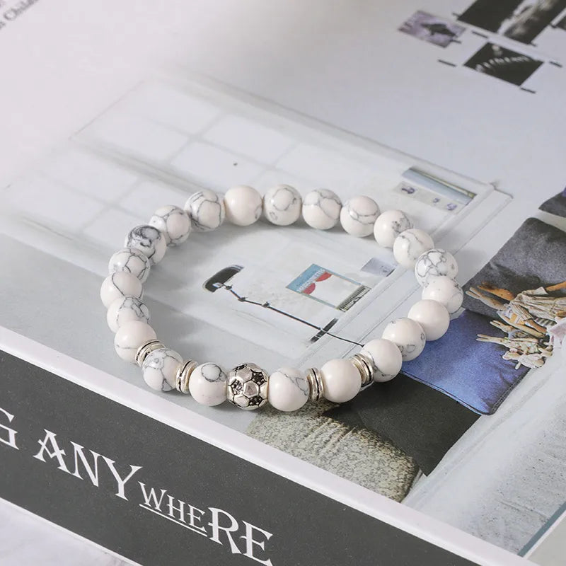 Football Alloy White Beaded Plating Bracelets | White Bracelet