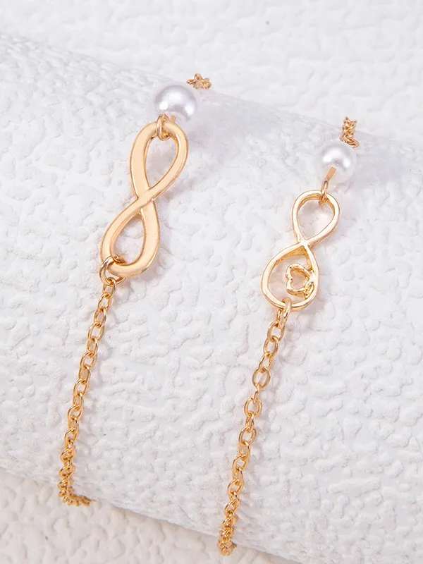 Infinity Anklets | 2pc of Infinity Charm Anklets | Golden Women Anklets | Golden Minimal Style Payal