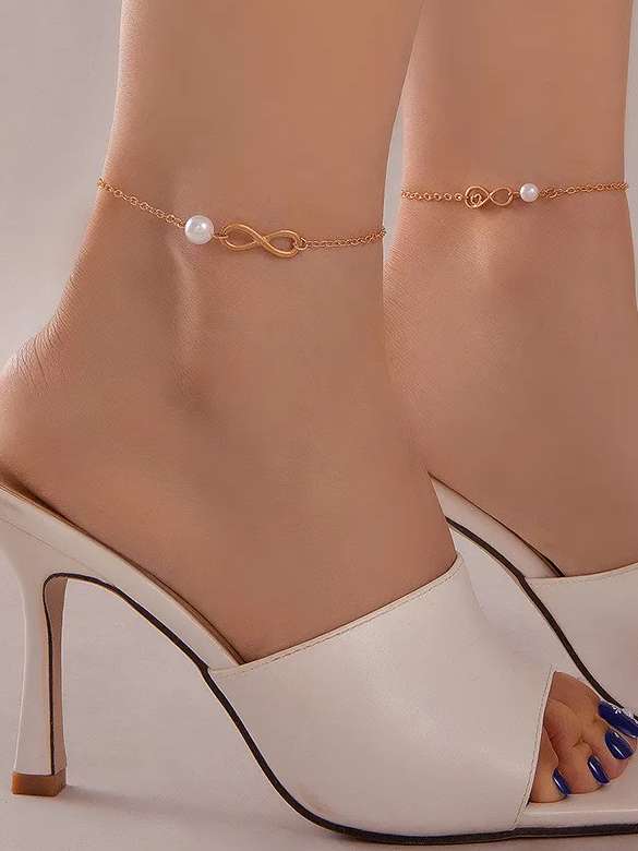 Infinity Anklets | 2pc of Infinity Charm Anklets | Golden Women Anklets | Golden Minimal Style Payal