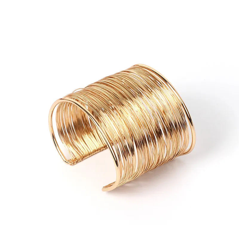 Golden Cuff Bracelet Wide Decorative Retro Personalized Dainty Metal Cuff Bangle | Celebrity Inspired Bracelet