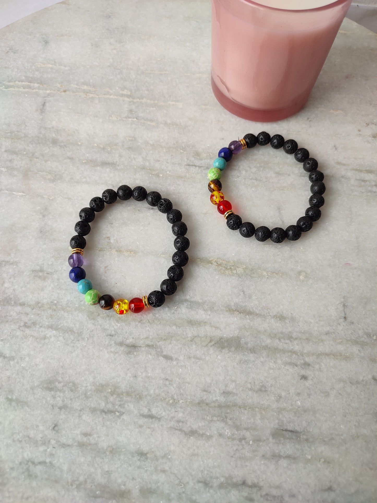 Lava Rock Natural Stone Beaded Chakra Bracelet | Black Bracelet | Stone Bracelet
