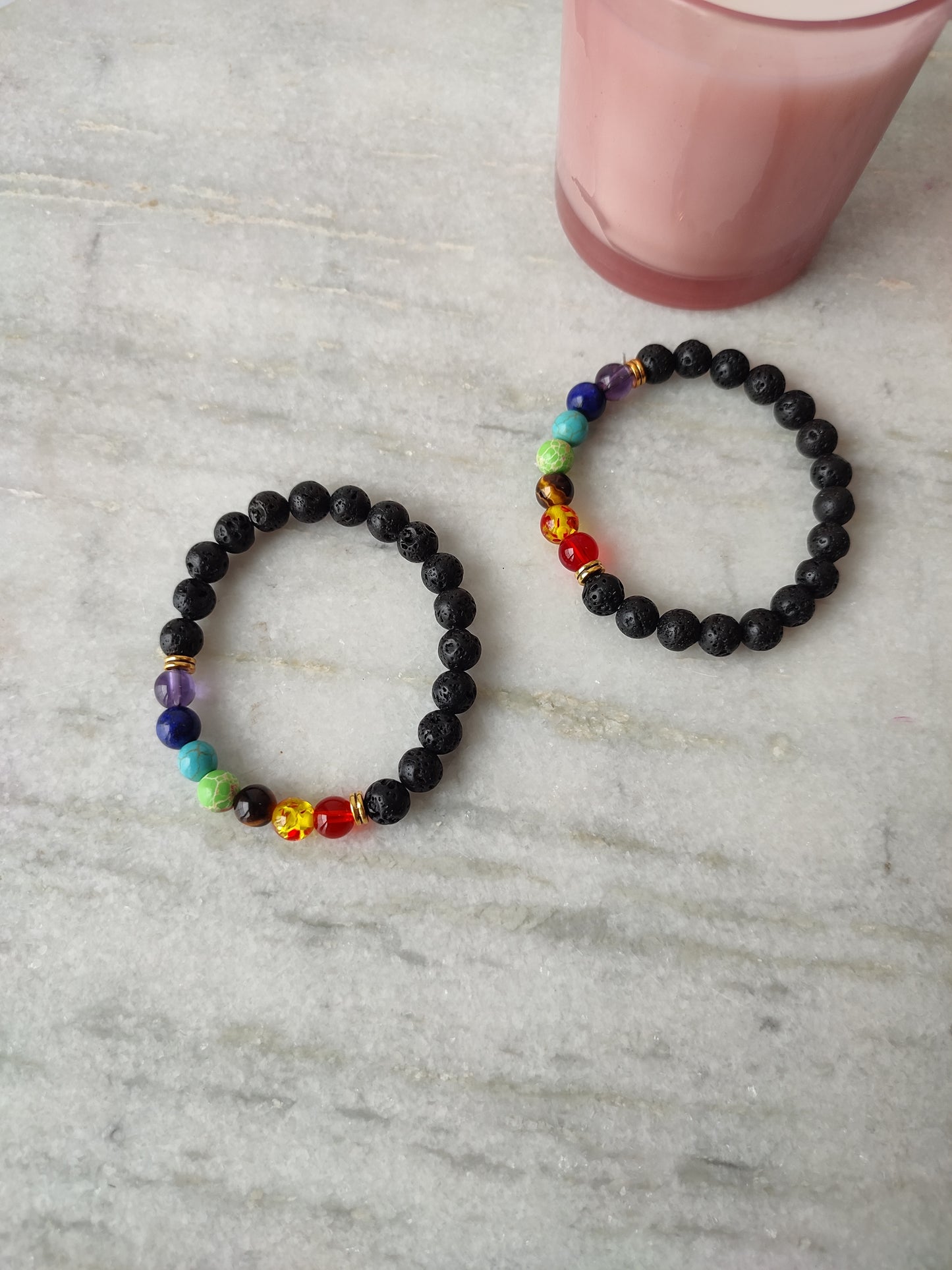 Lava Rock Natural Stone Beaded Chakra Bracelet | Black Bracelet | Stone Bracelet