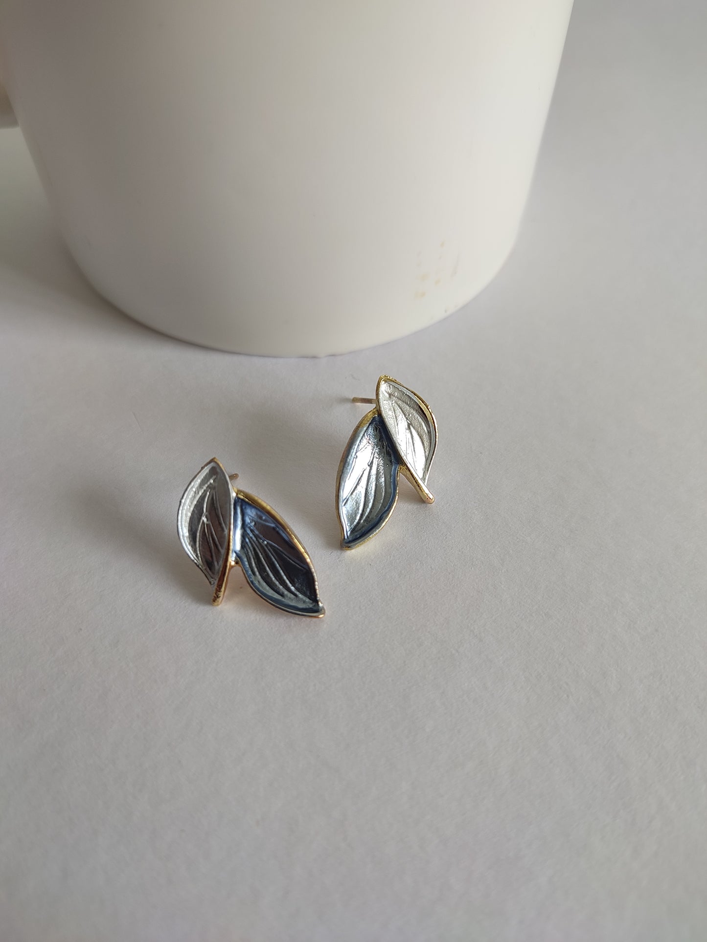 Dainty Grey & Turquoise Leaf Dangle Earrings | Work Wear Jewellery | Dainty Jewellery
