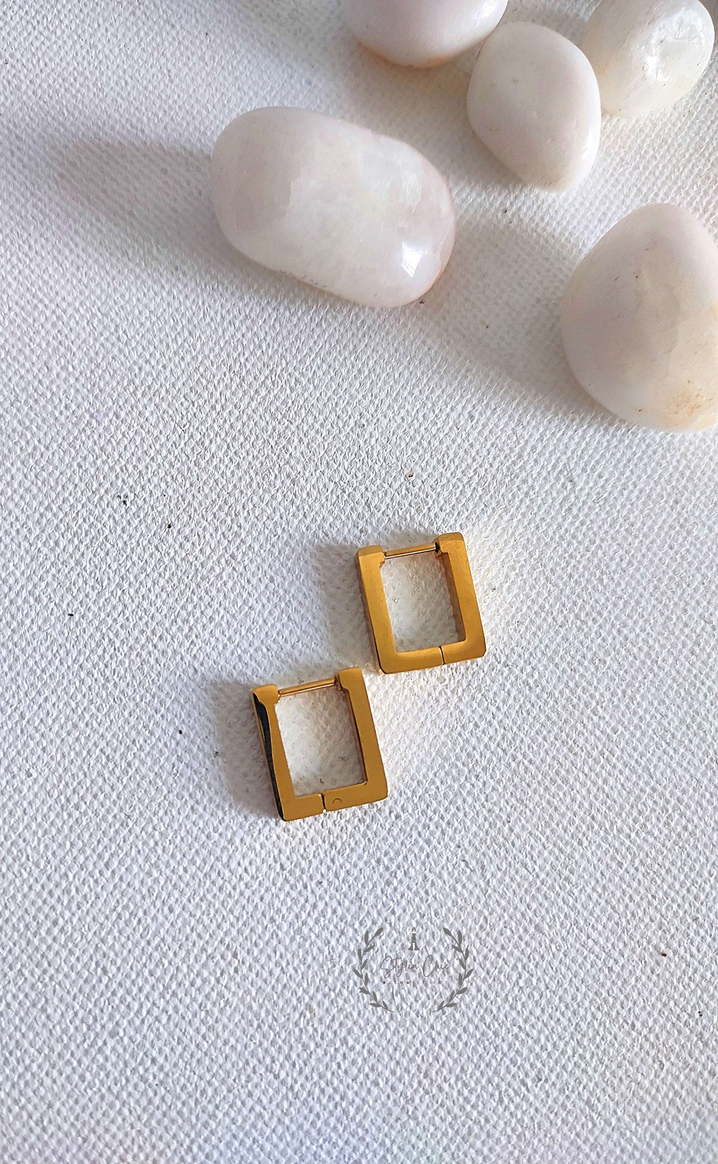 Anti-Tarnish Minimal Golden Geometric Rectangle Earrings | Golden Rectangle Earrings | Jewellery for Girl kids | Work Wear jewellery
