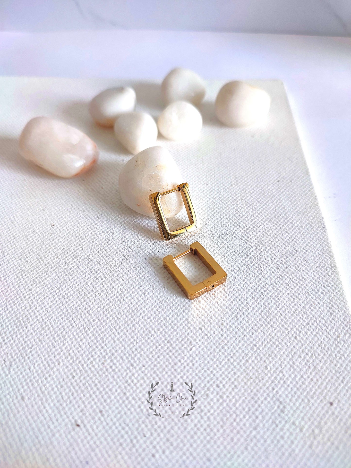 Anti-Tarnish Minimal Golden Geometric Rectangle Earrings | Golden Rectangle Earrings | Jewellery for Girl kids | Work Wear jewellery