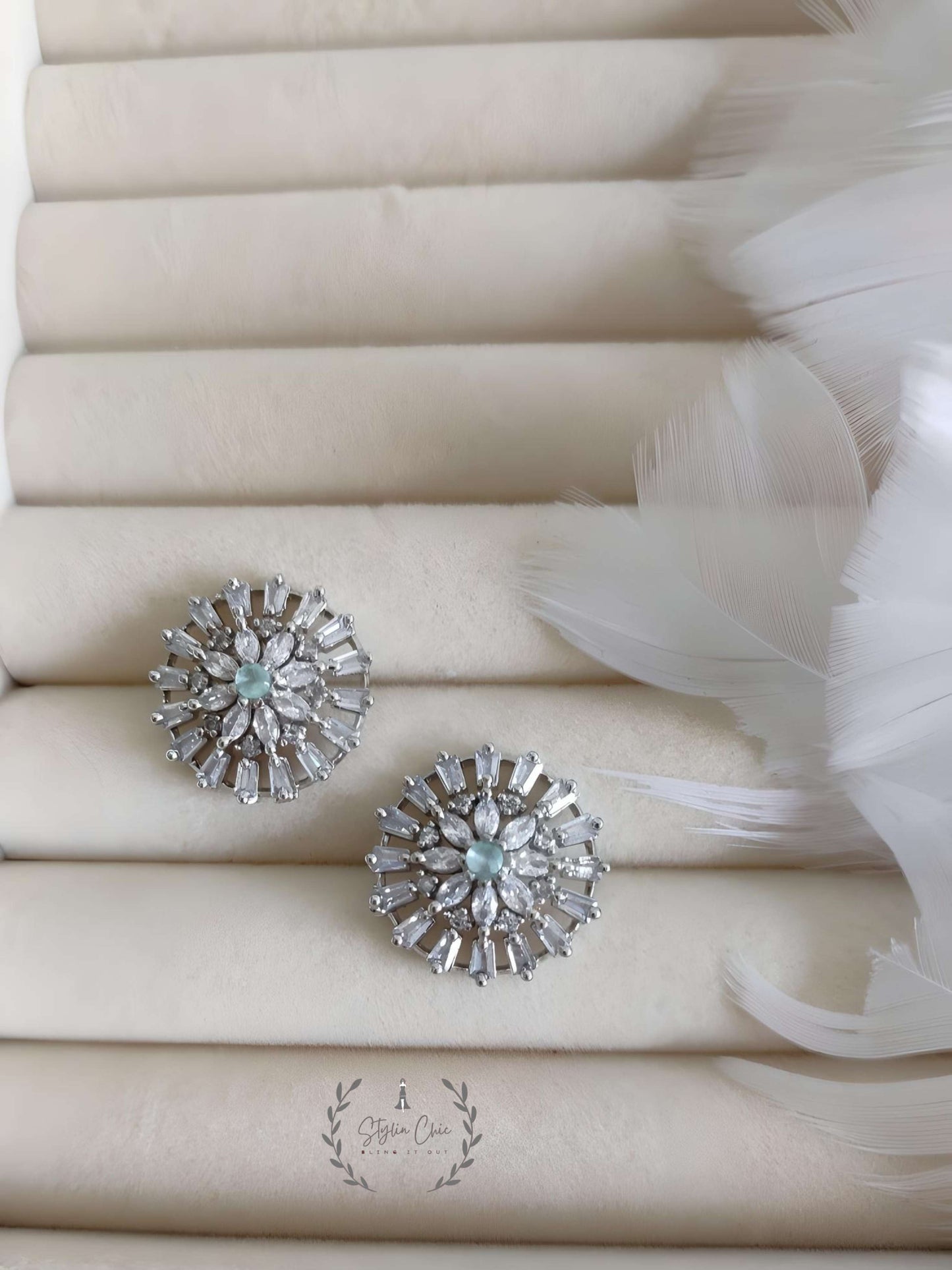 American Diamond Round Partyware Stud Earrings | Bridal Earrings