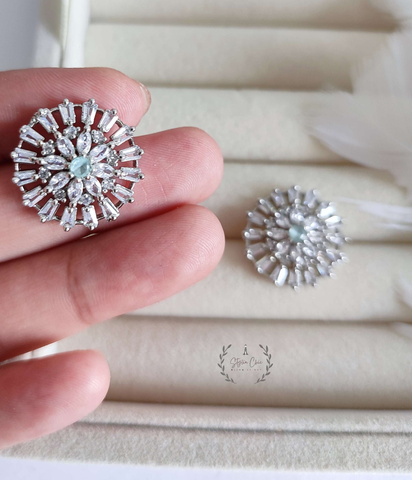 American Diamond Round Partyware Stud Earrings | Bridal Earrings