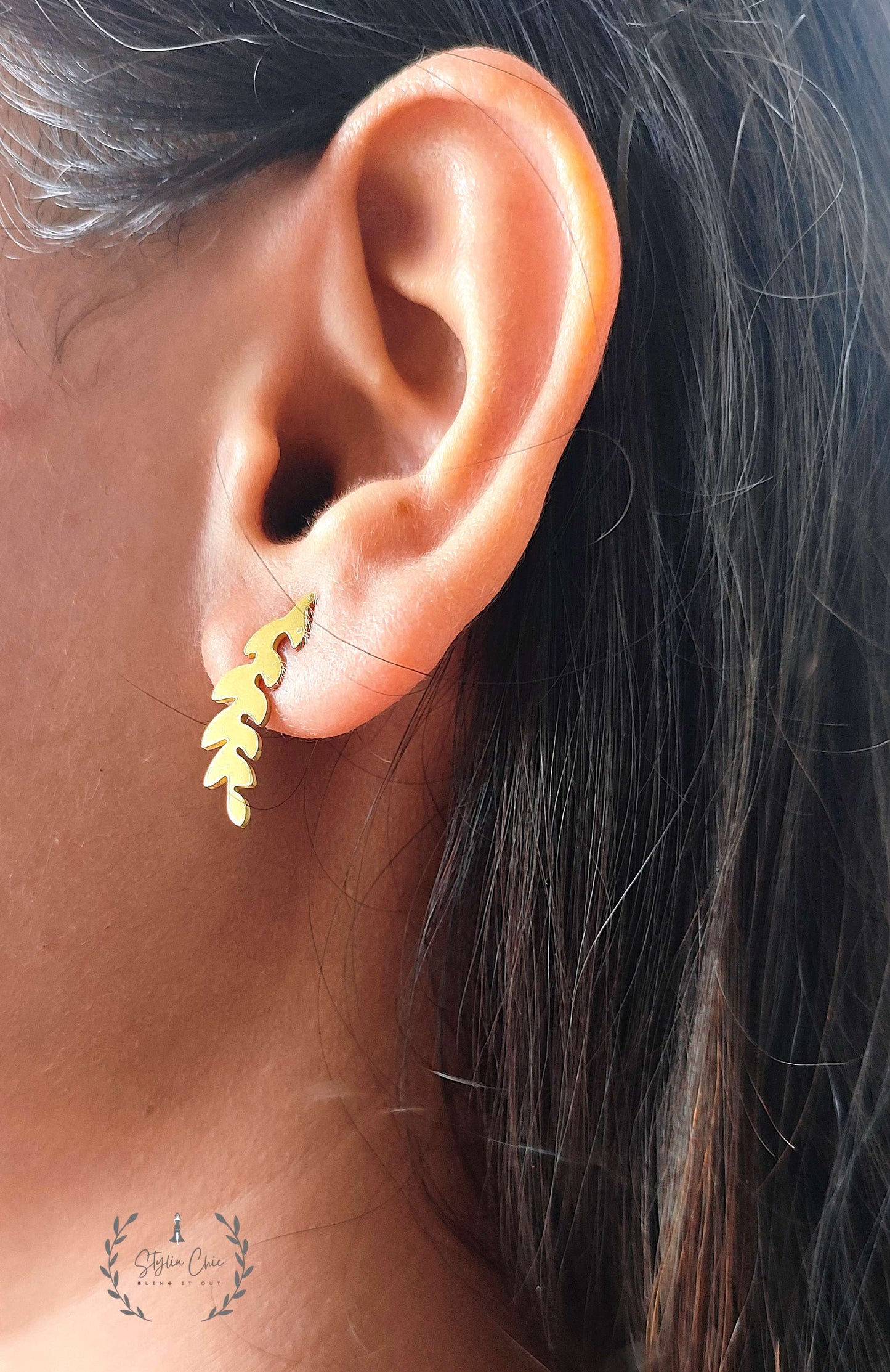 Anti-tarnish Titanium Steel Leaf Earrings | Leaf Stud Earrings | Everyday Earrings | Office / Work Wear Earrings