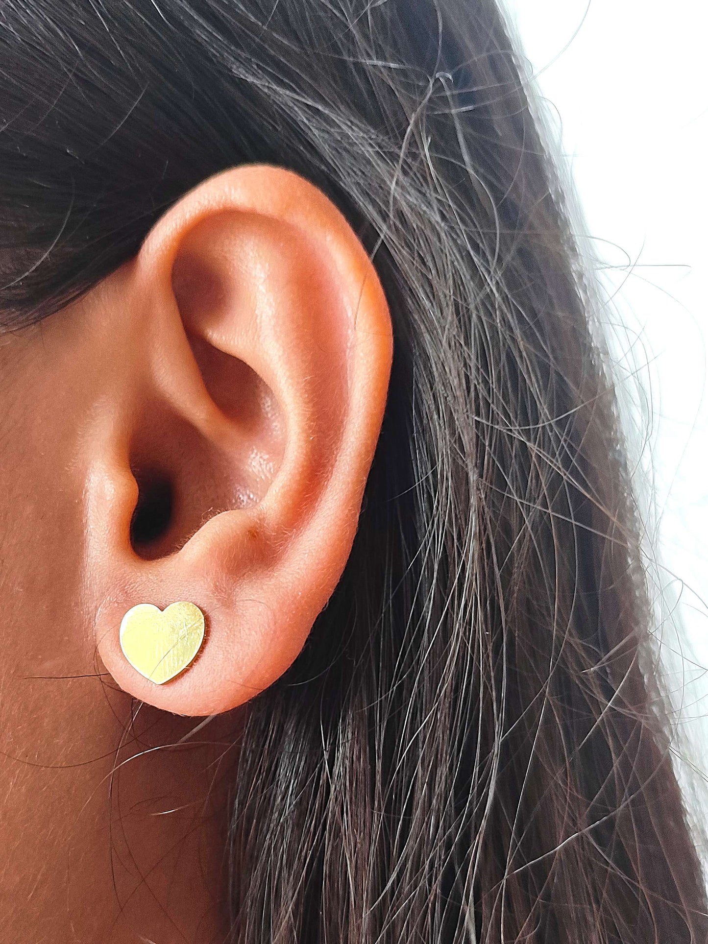 Anti-Tarnish Titanium Steel Heart Shape Earrings | Heart Shape Golden Tops