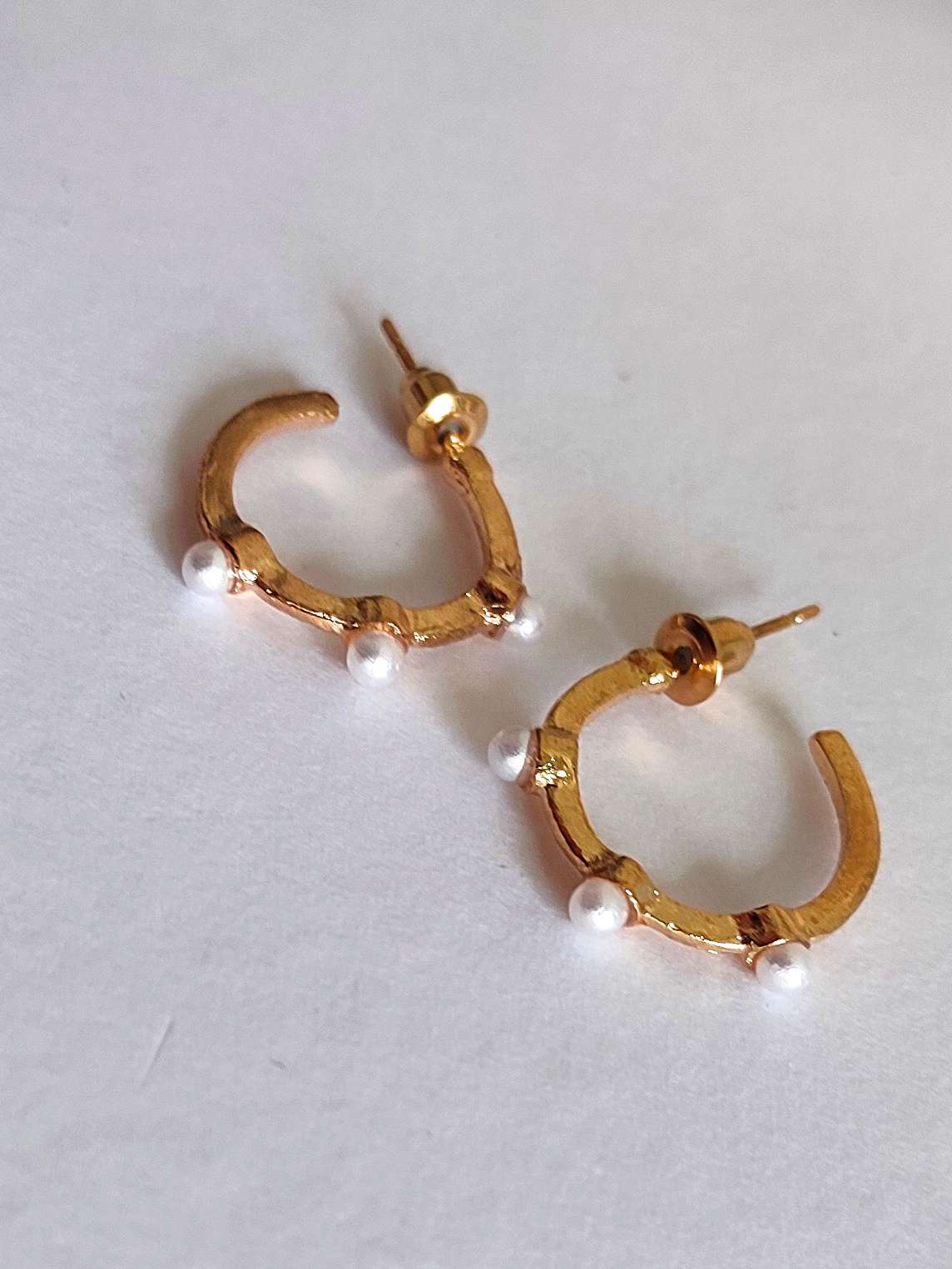 Golden Hoops with Pearl Big Size | Soft Girl Jewellery | Golden Earrings