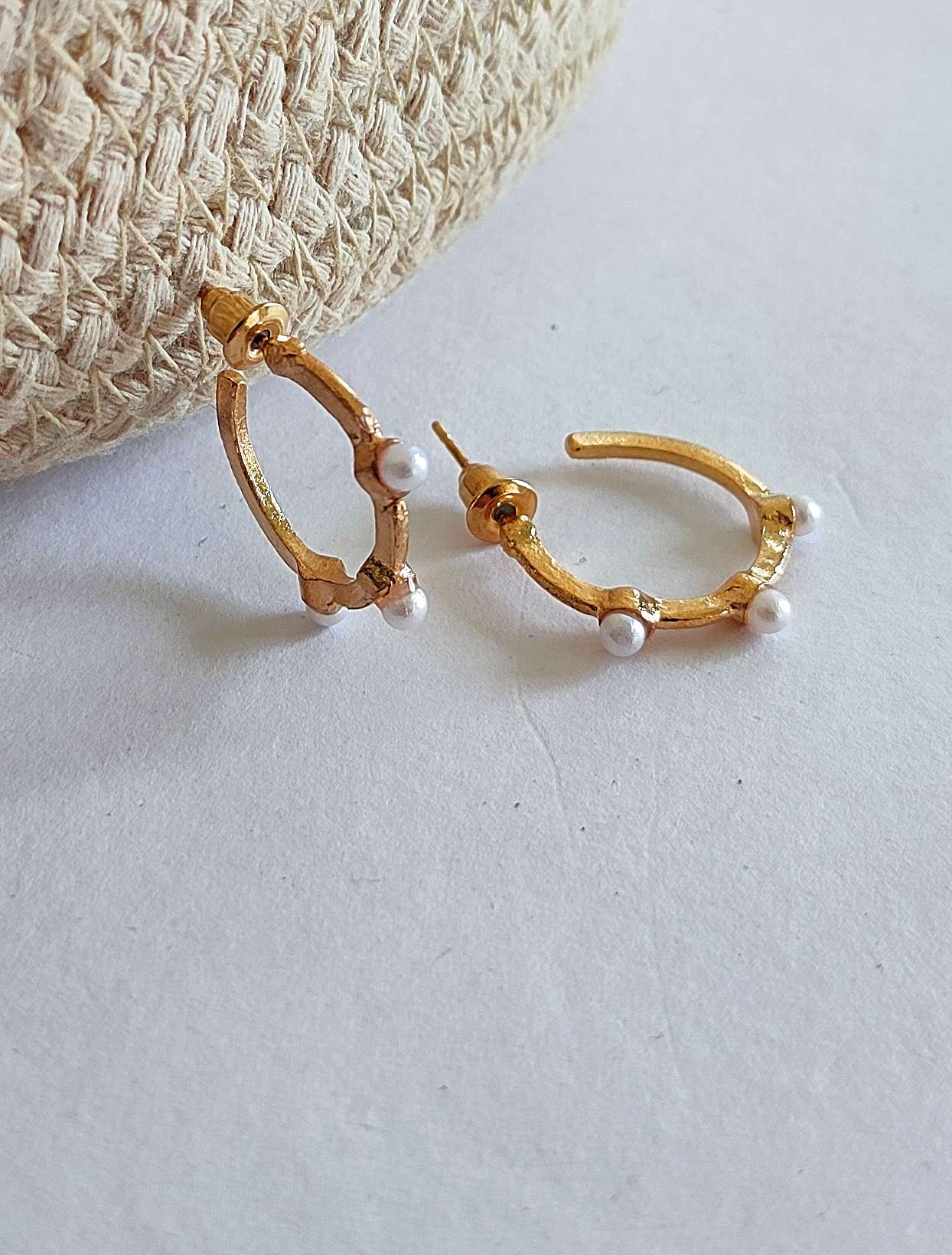 Golden Hoops with Pearl Big Size | Soft Girl Jewellery | Golden Earrings