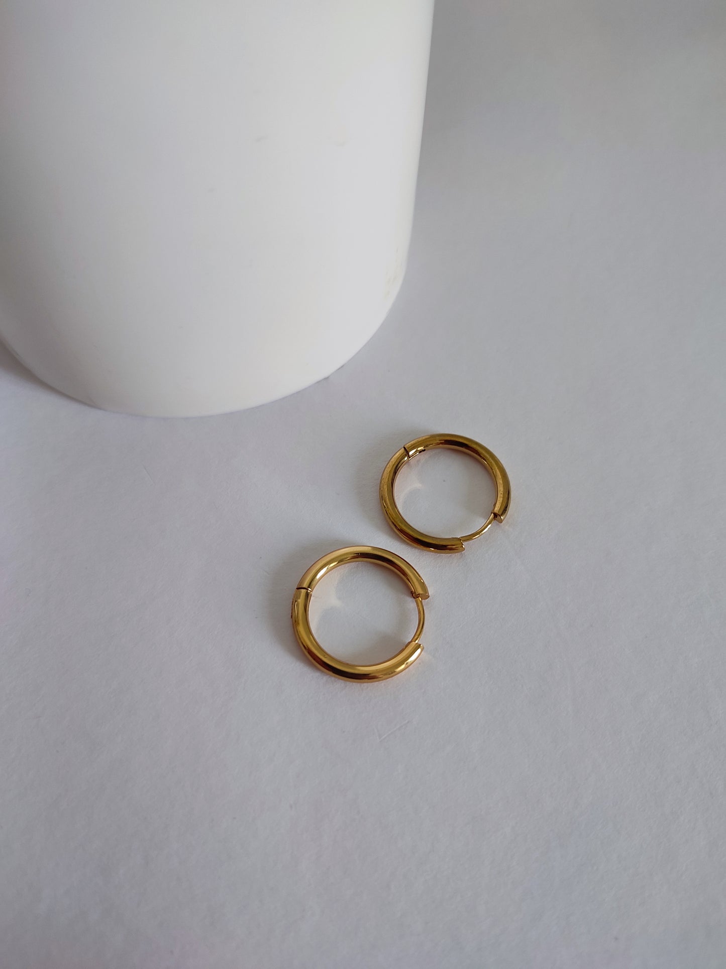 Anti-Tarnish Titanium Steel Round Golden Small Size Hoop Earrings | Work Wear Jewellery | Dainty Jewellery | Daily Wear AM to PM Earrings