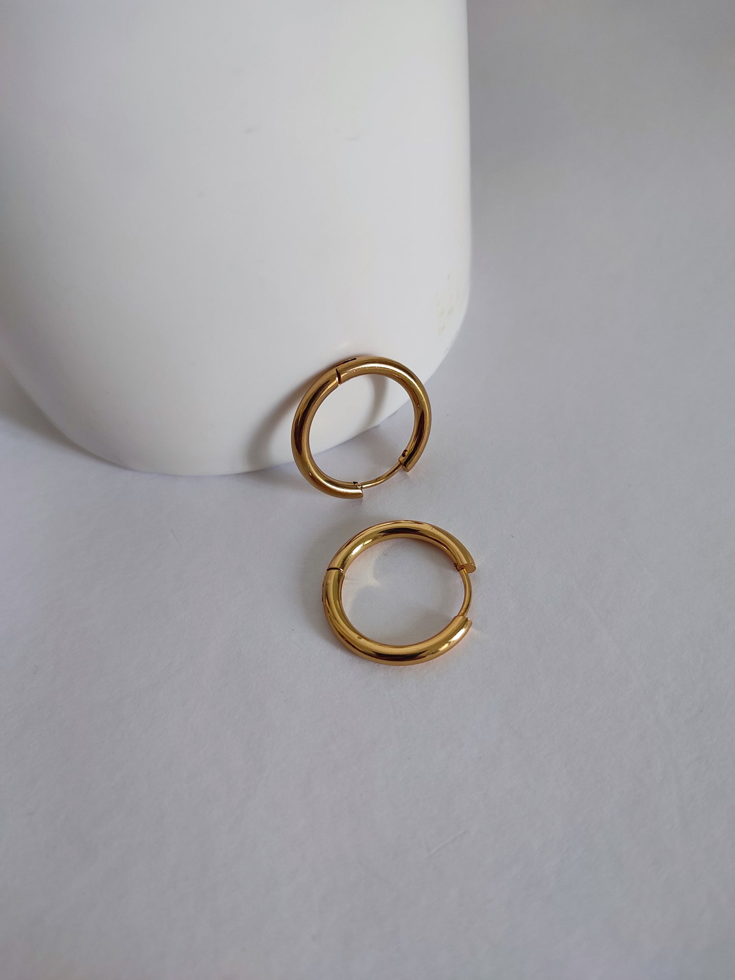 Anti-Tarnish Titanium Steel Round Golden Small Size Hoop Earrings | Work Wear Jewellery | Dainty Jewellery | Daily Wear AM to PM Earrings