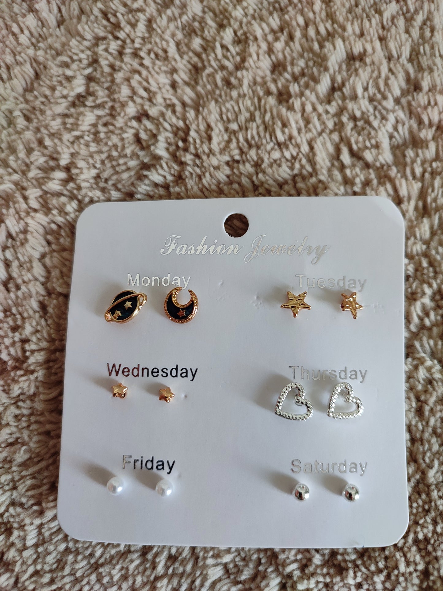 Weekly Seven Stud Earrings | Universe Theme Style | Imported Jewellery | Trendy Fashion | Gen Z Style | Office Wear Earring Set