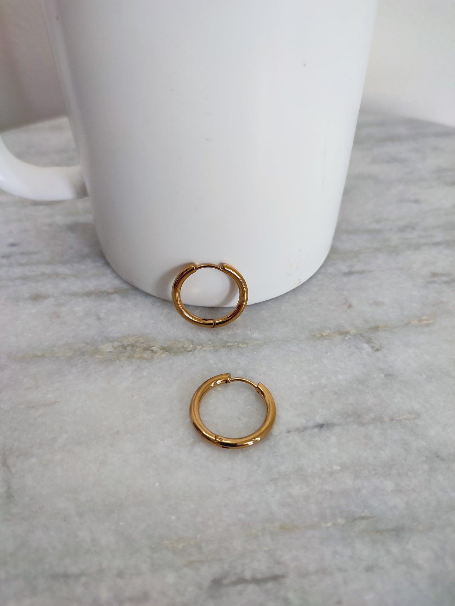 Anti-Tarnish Titanium Steel Golden Round Earrings | Jewellery for Girls & Women | Daily Wear AM to PM Jewellery