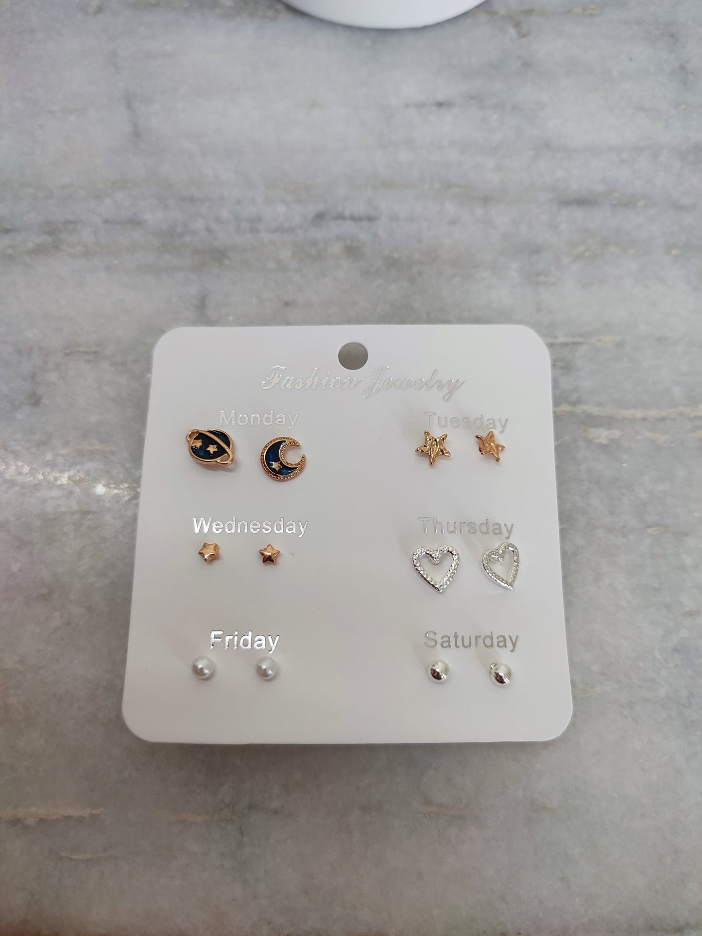 Weekly Seven Stud Earrings | Universe Theme Style | Imported Jewellery | Trendy Fashion | Gen Z Style | Office Wear Earring Set