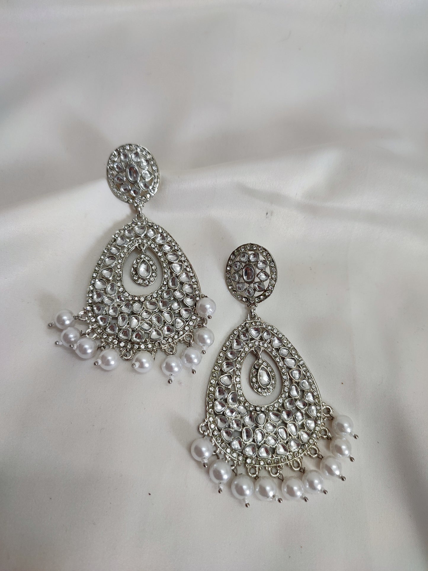 Silver Kundan Traditional Earrings | Festive Wear Earrings