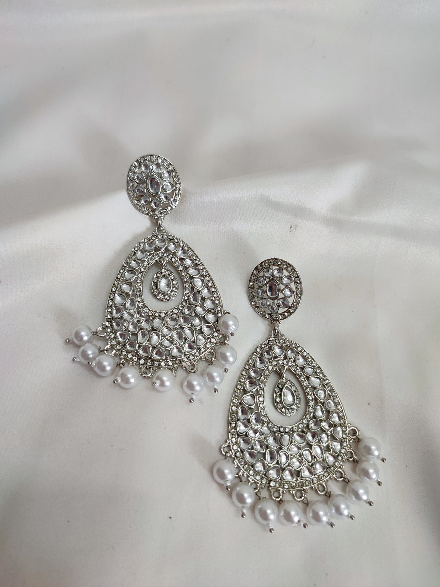 Silver Kundan Traditional Earrings | Festive Wear Earrings
