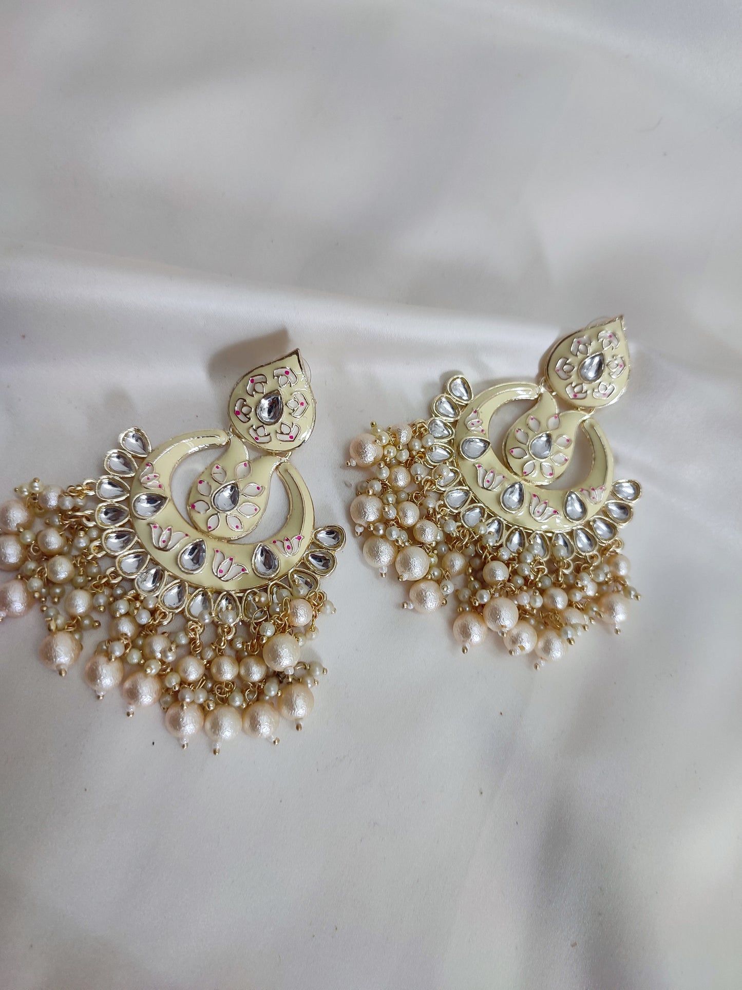 White Chandbali With Lustrous Pearls | Aesthetic Traditional Chandbali | Premium Quality