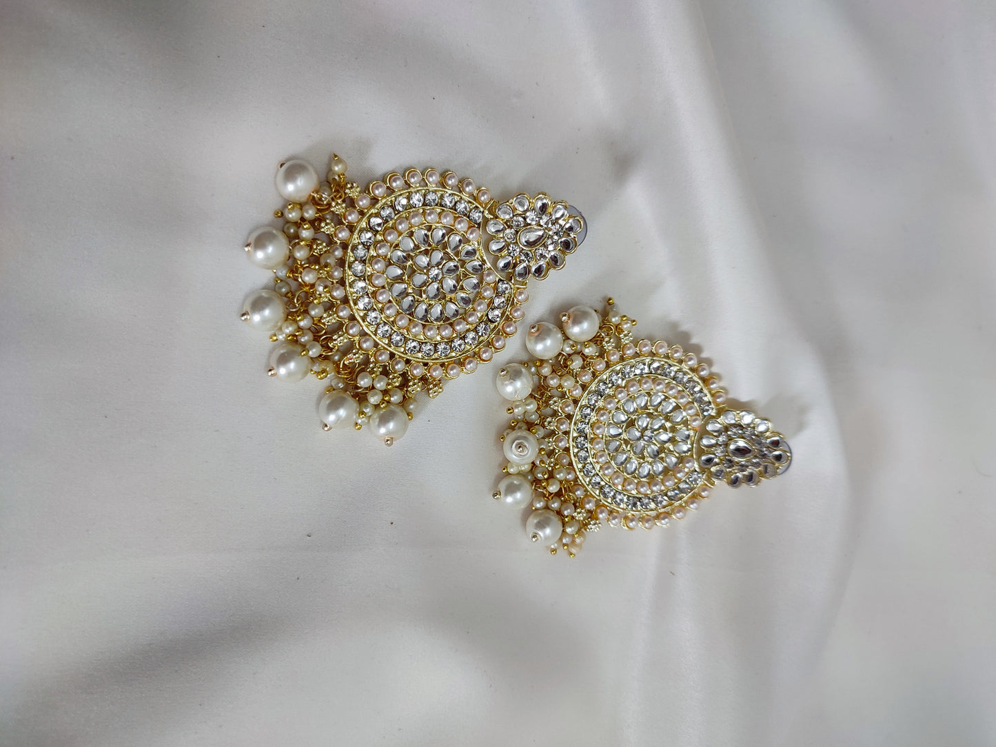 Golden Kundan Chandbali Earrings