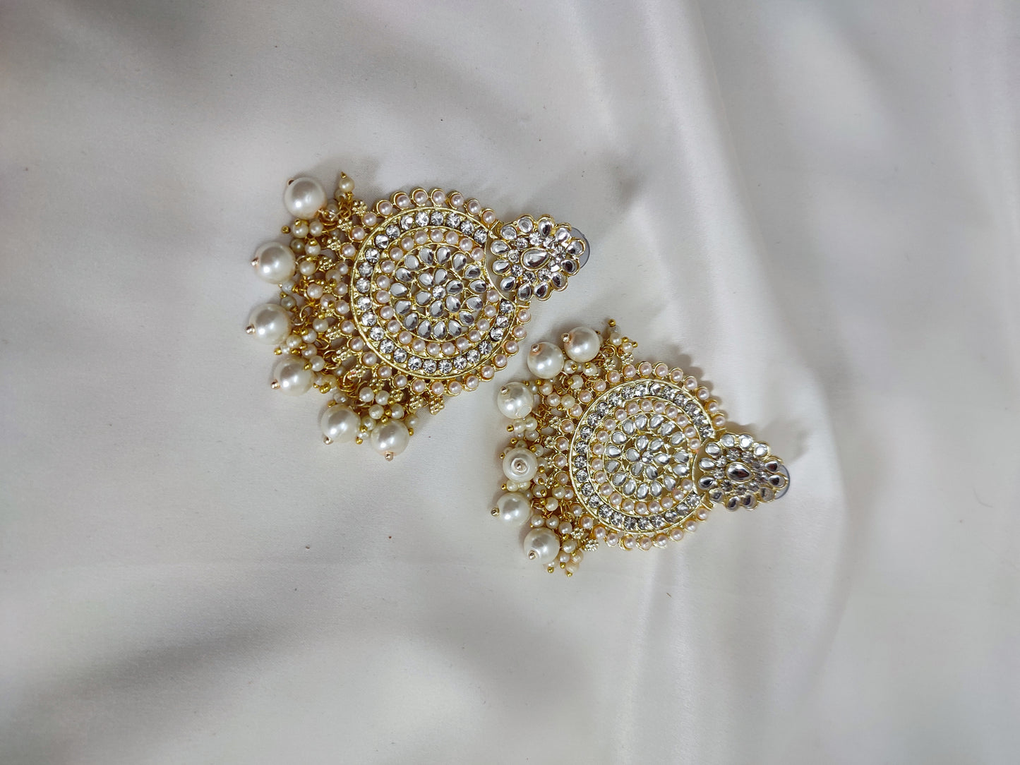Golden Kundan Chandbali Earrings