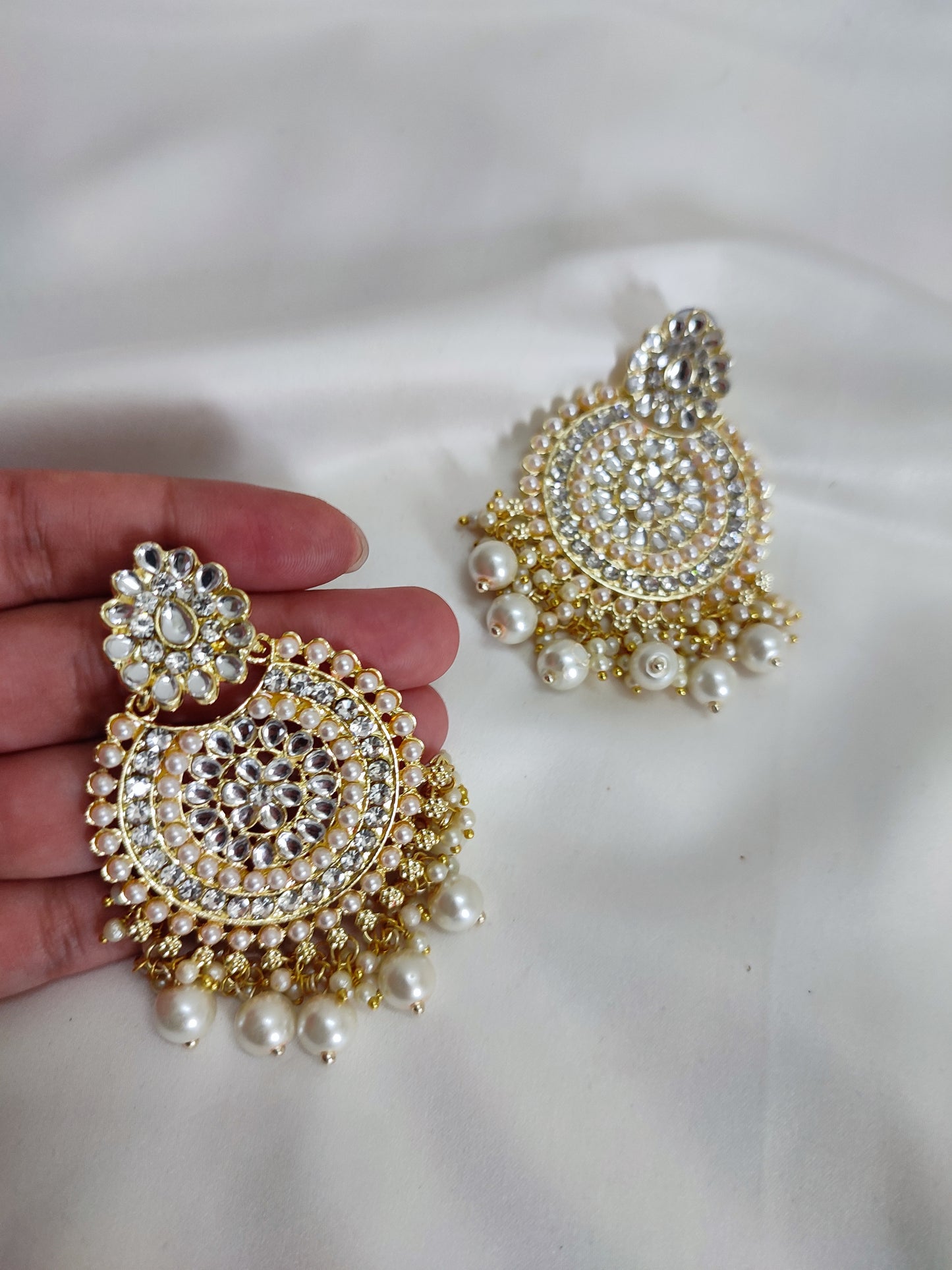Golden Kundan Chandbali Earrings