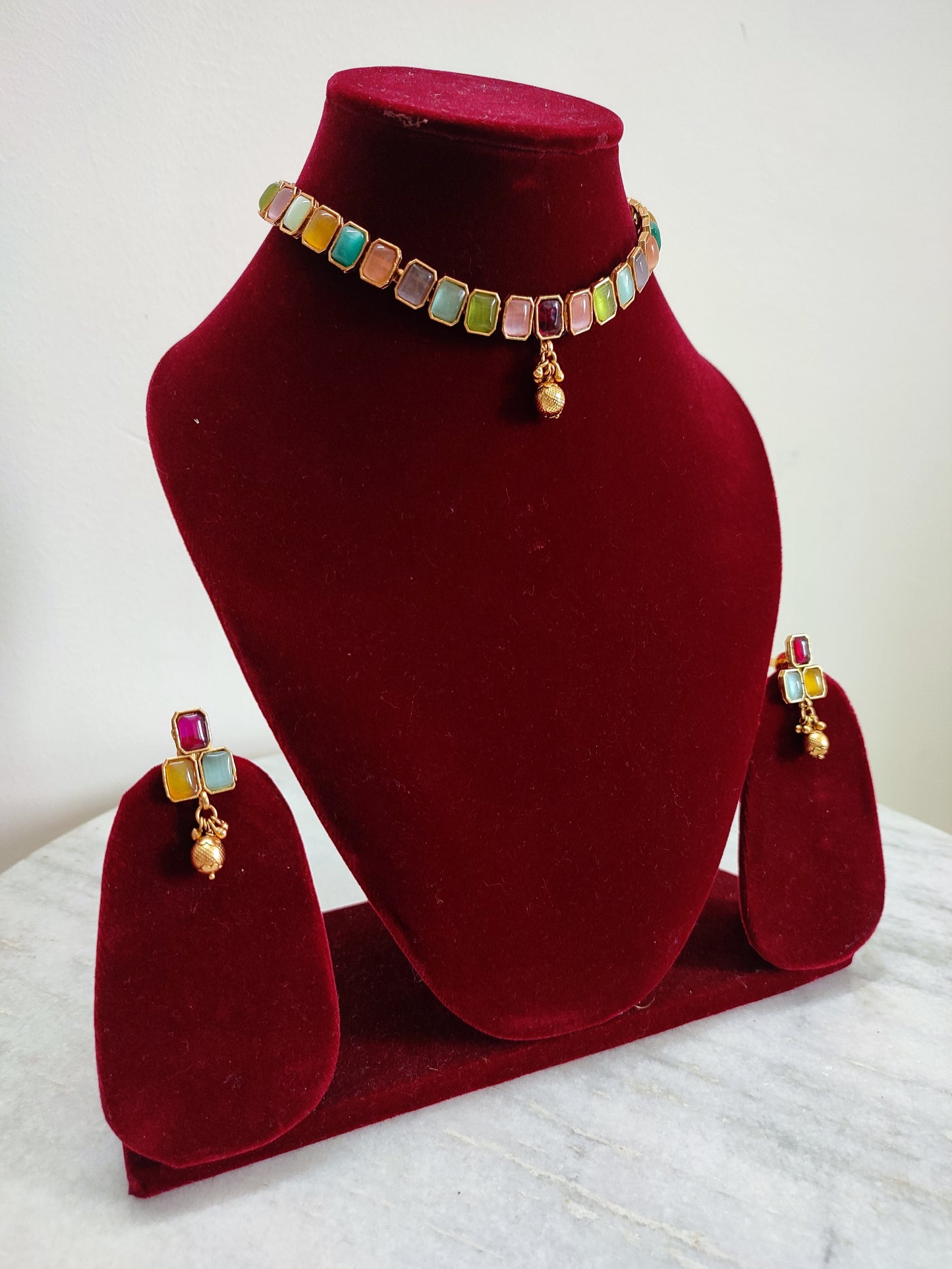 Multicolour Golden Antique Rajwadi Necklace