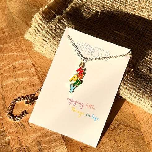 Happy Enamel Charm Pendant - Multicolour | Gift For Her | Valentine's Day Gift | Affordable Gift