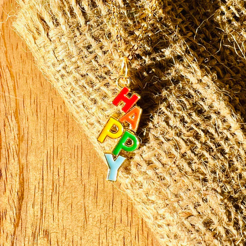 Happy Enamel Charm Pendant - Multicolour | Gift For Her | Valentine's Day Gift | Affordable Gift